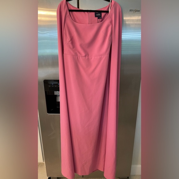 Marchesa Notte pink columnar cape gown - Picture 4 of 8